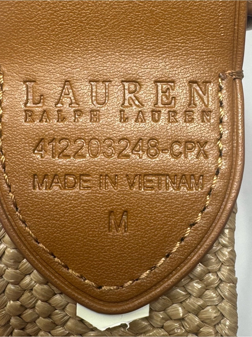 NEW Lauren Ralph Lauren Woven Stretch Raffia Belt Leather O Ring Buckle Women M - Picture 6 of 6